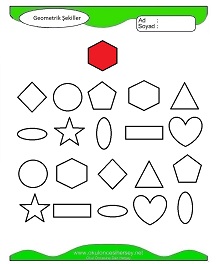 okul öncesi çocuklar için Geometrik Şekilleri Boya çalışma sayfaları